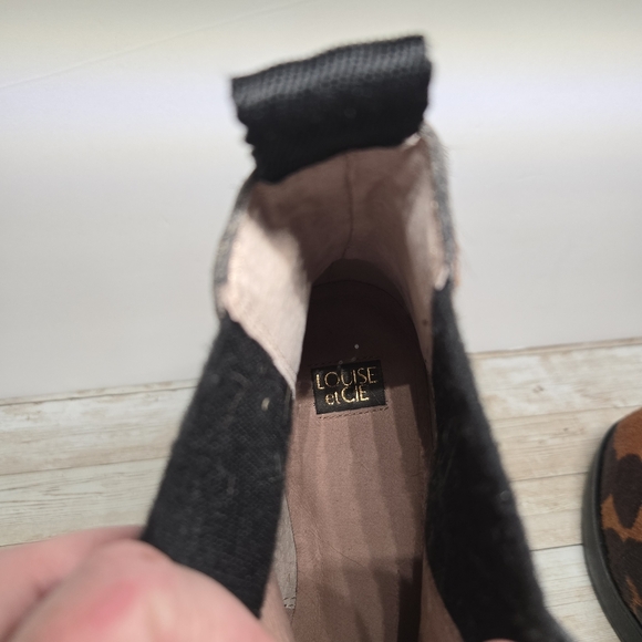 LOUISE ET CIE Chelsea Ankle Boot Sz7.5 Boot Leather Leopard Print Calf Hair - Picture 5 of 11